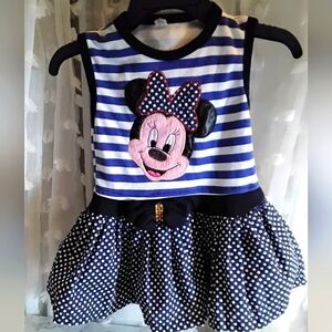 Disney Minnie Mouse Blue‎ and White Polka Dot Dress
